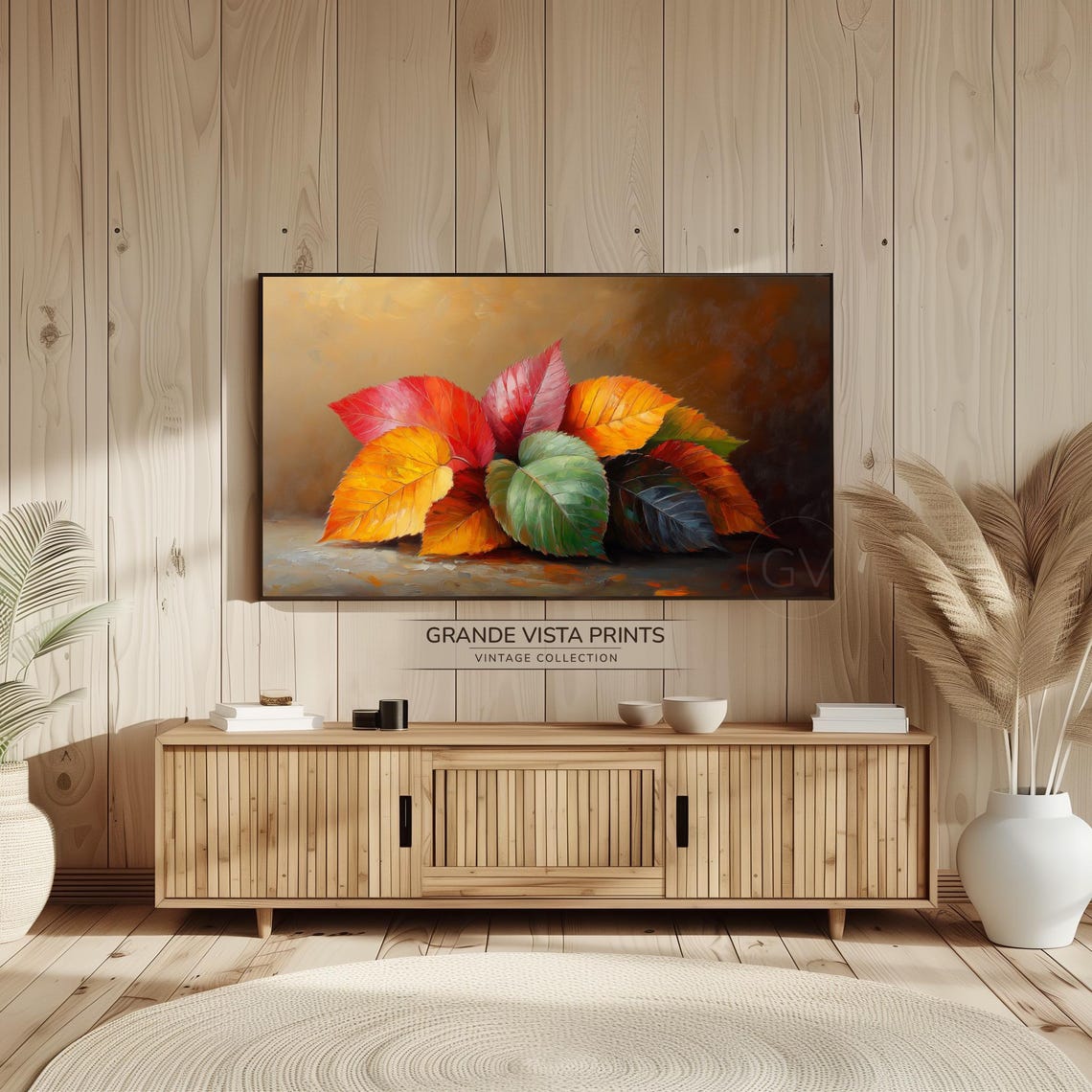 Autumn Leaves Still Life Colorful Red Orange Bouquet Painting Poster - Image 2