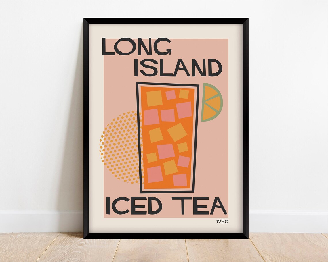 Long Island Iced Tea Retro Kitchen Poster, Mid-Century