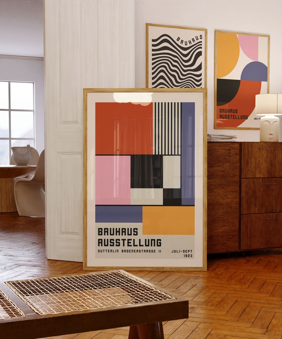 Bauhaus Exhibition Poster, Geometric Mid-Century Art Print