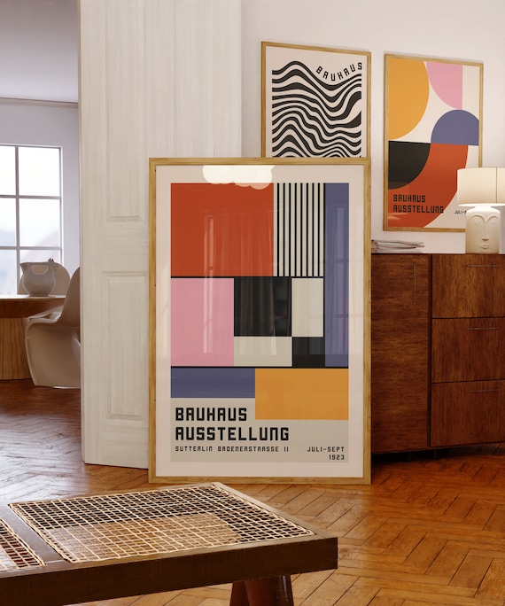Bauhaus Exhibition Poster, Geometric Mid-Century Art Print