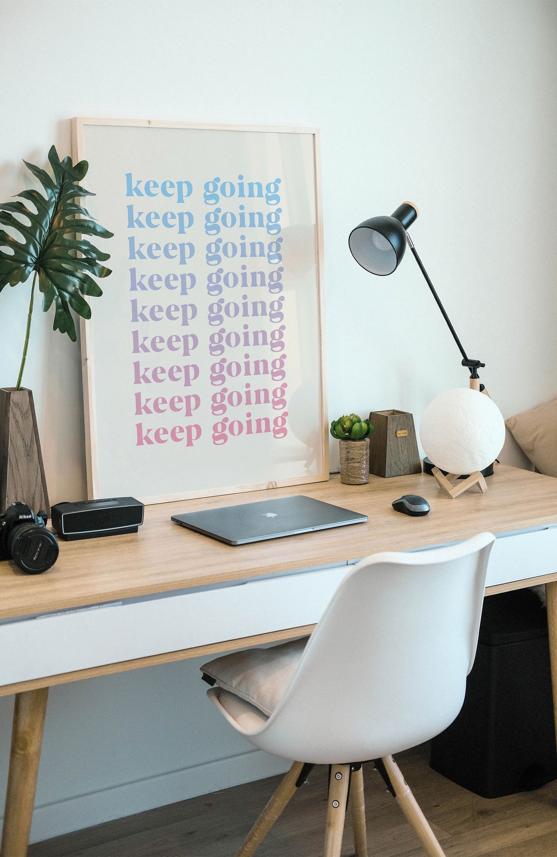 Keep Going Print Funky Inspirational Quotes Wall Art Retro Gradient Poster In Pastel Tones Trendy Wall Art - Image 2