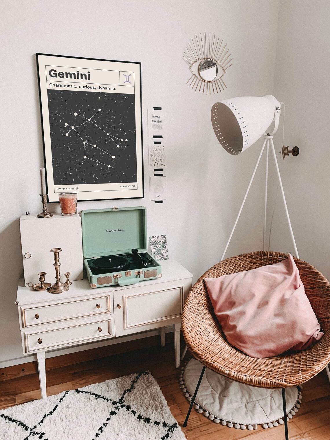 Gemini Horoscope Poster, Retro Minimalist Zodiac Art - Image 3
