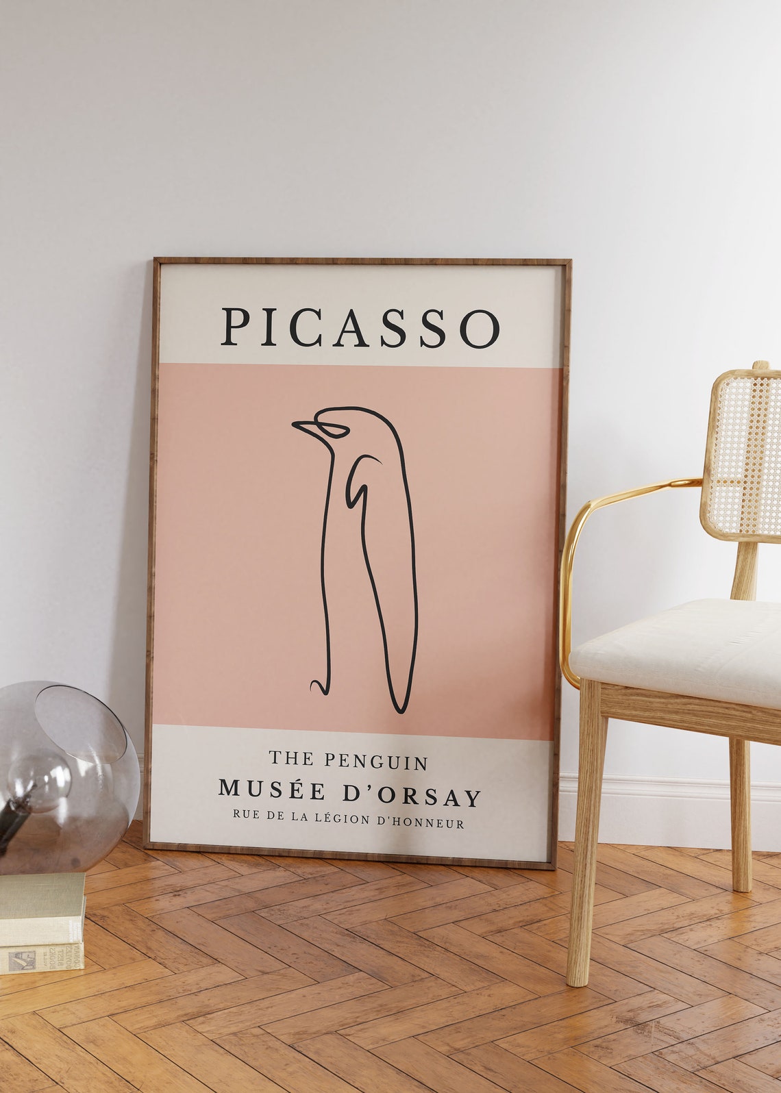 Picasso The Penguin Pink Minimalist Line Art Exhibition Print - Image 2