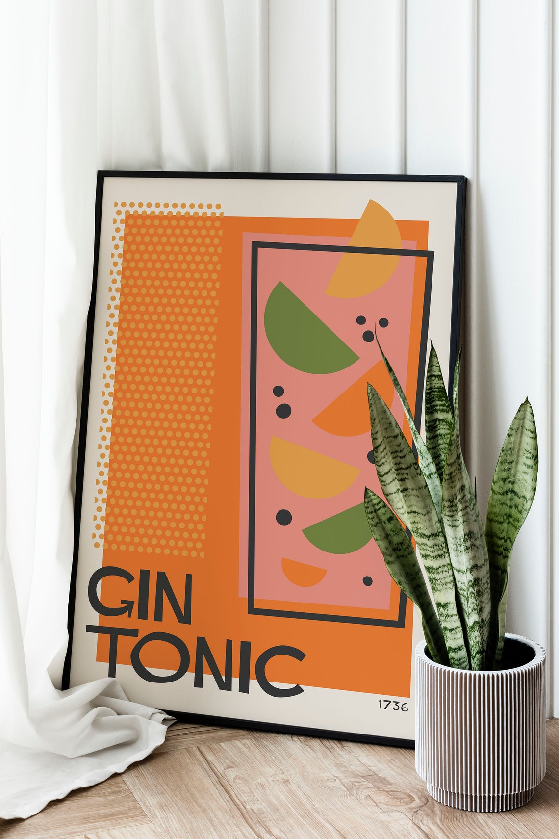Gin Tonic Retro Mid Century Colorful Cocktail Kitchen Wall Poster - Image 2