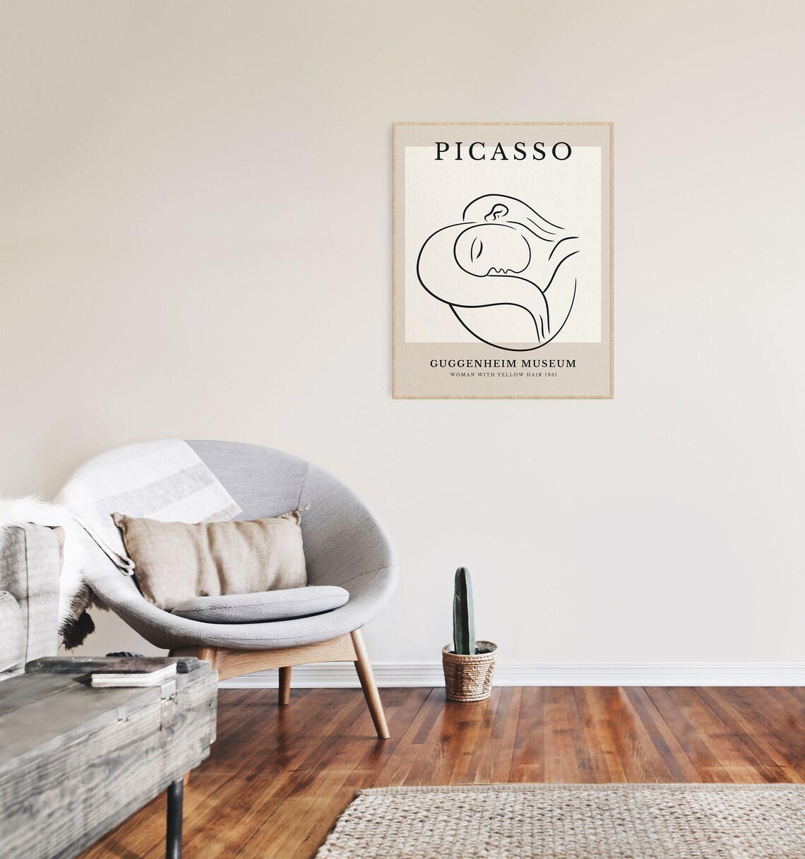 Picasso Exhibition Poster Sleeping Woman With Yellow Hair Line Art Version - Image 3