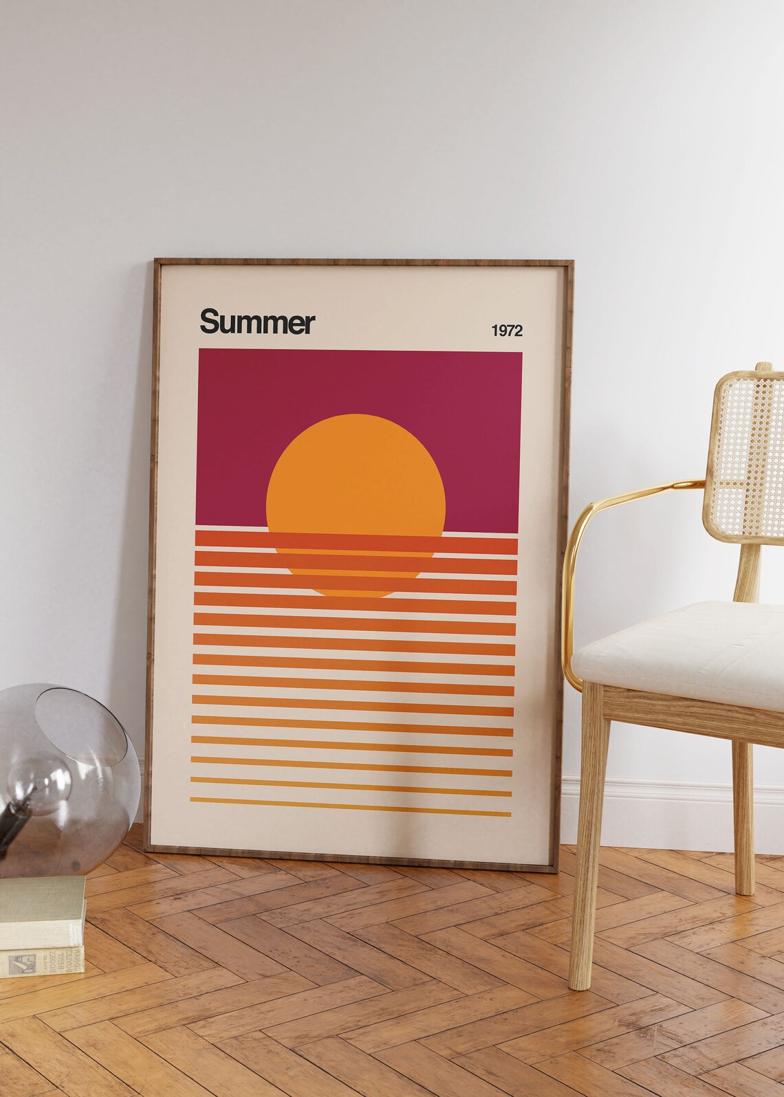 Retro Minimalist Sunset Beach Art Print, Bauhaus - Image 3