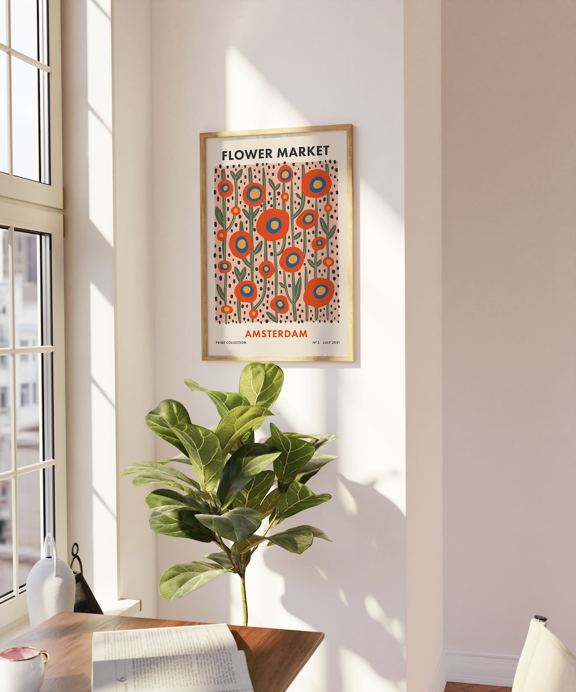 Flower Market Amsterdam Retro Abstract Floral Travel Poster - Image 3