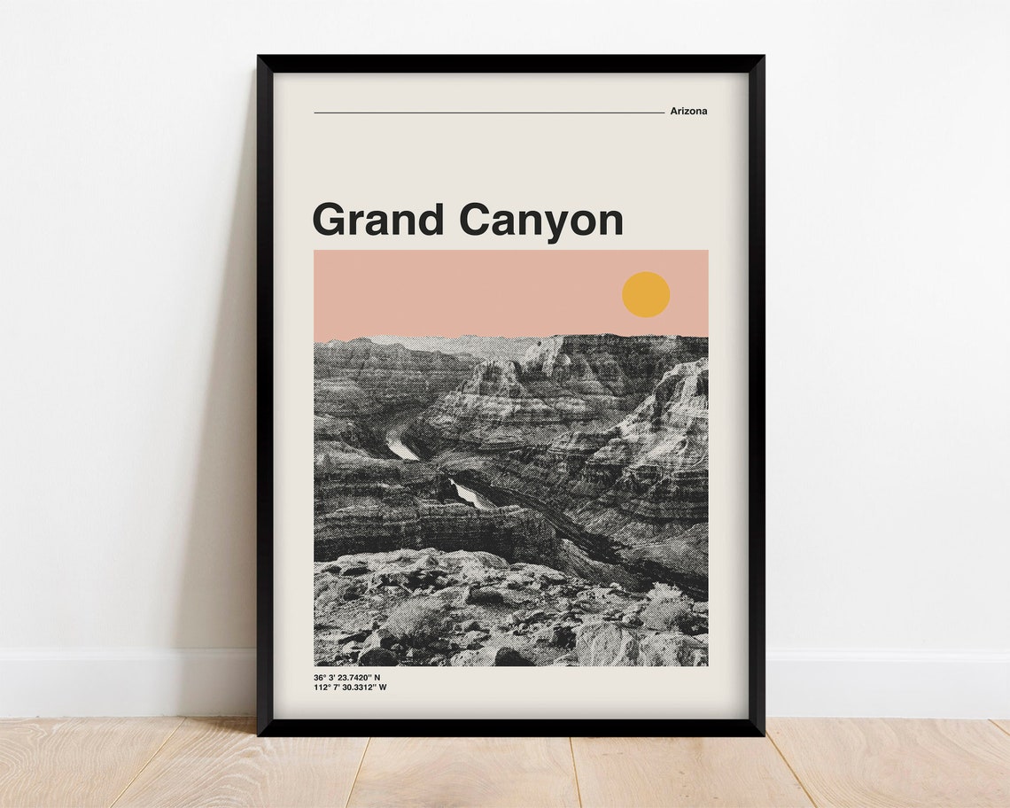 Grand Canyon Arizona Halftone National Park Landmark Retro Art Poster