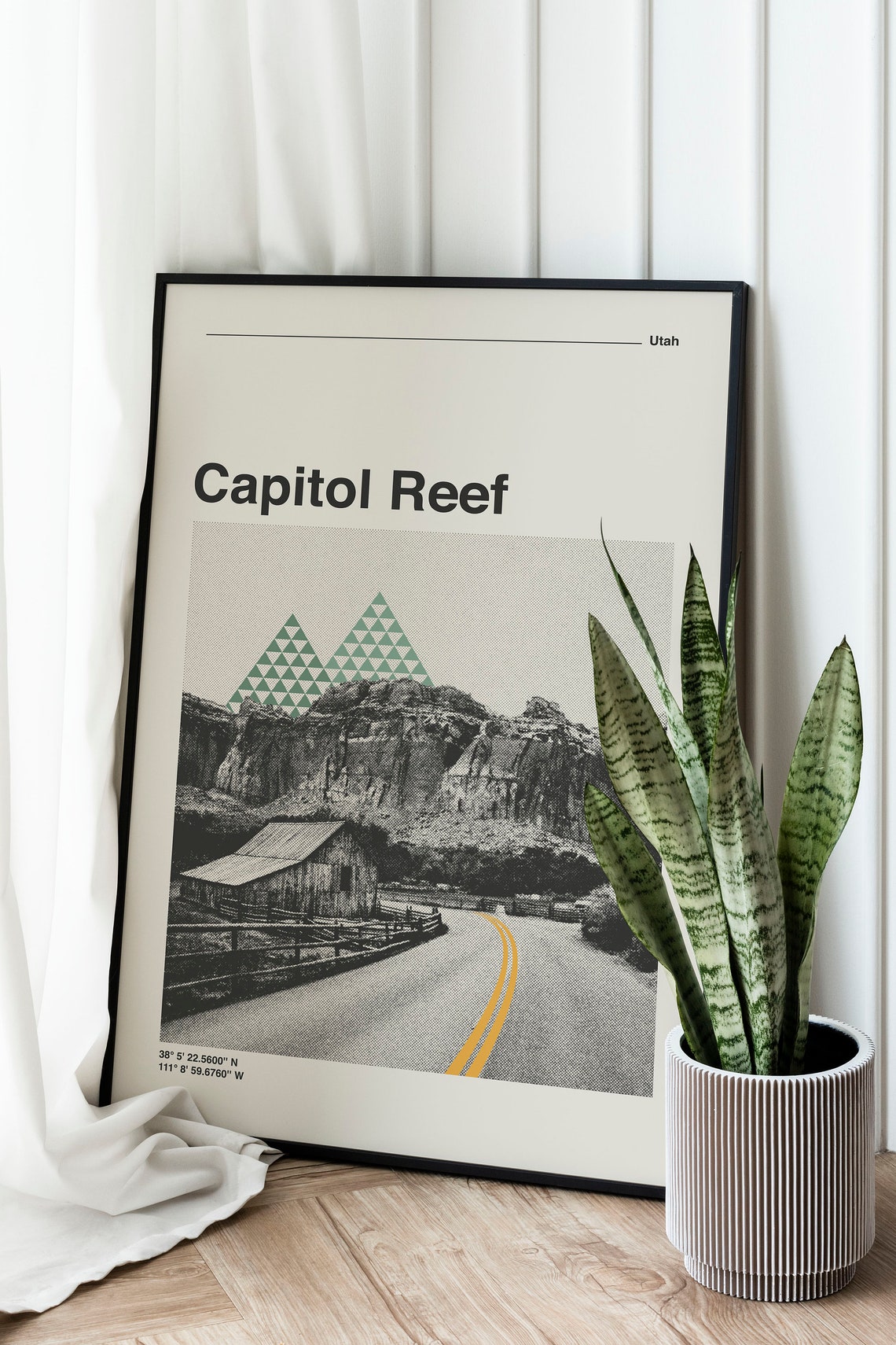 Capitol Reef Utah National Park Monochrome Retro Travel Poster - Image 3