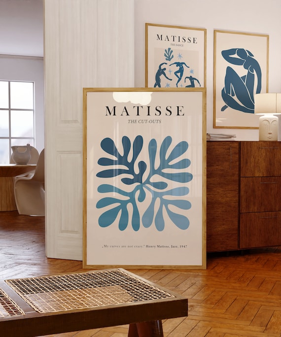 Henri Matisse Cut Out Print Blue Wall Art Museum Exhibition Poster Modern Over Bed Wall Decor Instant