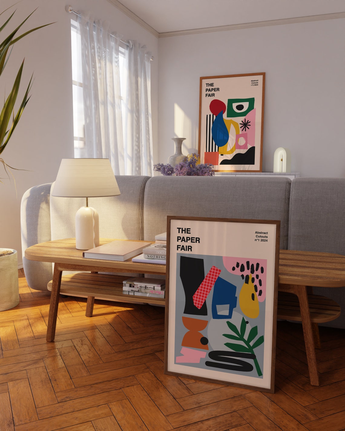 The Paper Fair Abstract Cutouts No 1 Grey Collage Art Poster - Image 3