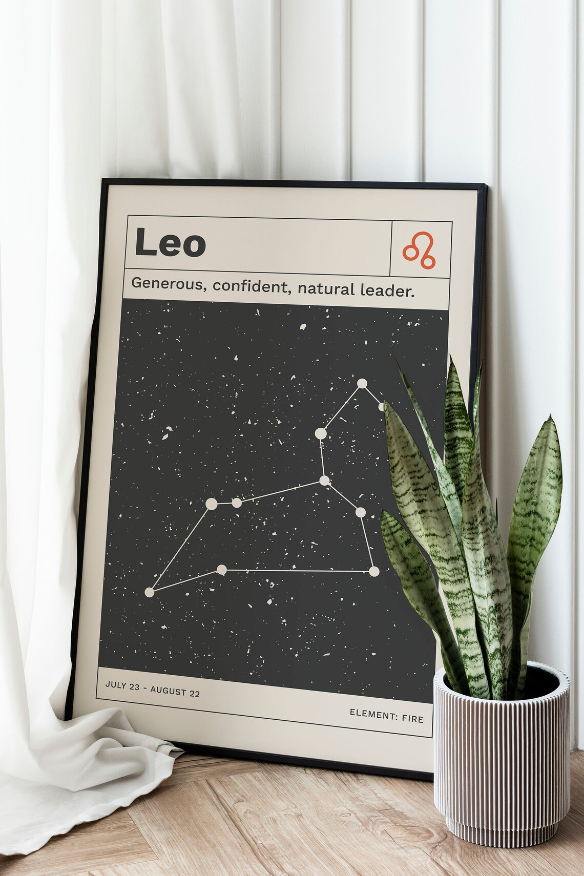 Leo Horoscope Retro Zodiac Art Print, Minimalist - Image 2
