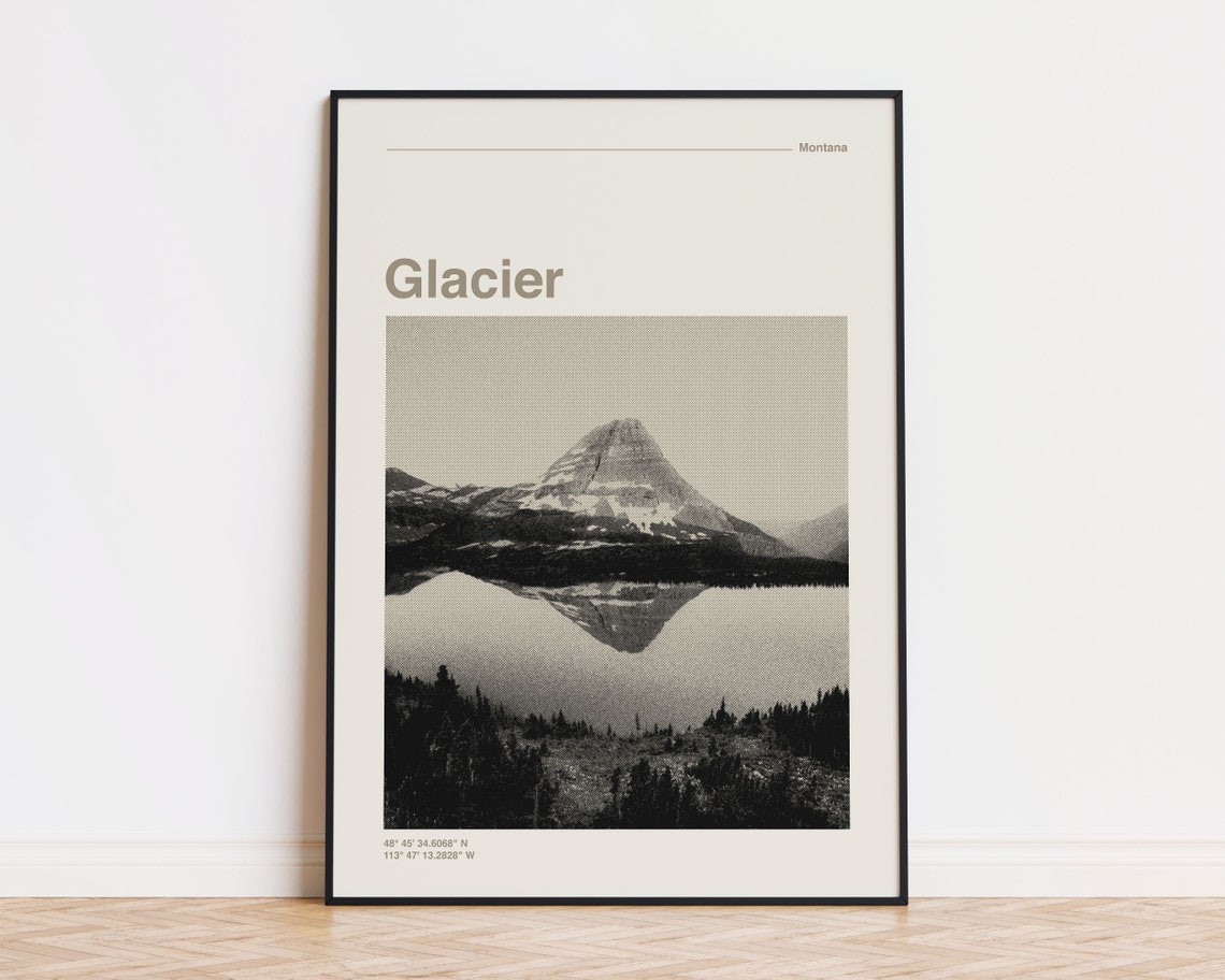 Glacier National Park Montana Mountain Lake Reflection Photo Poster