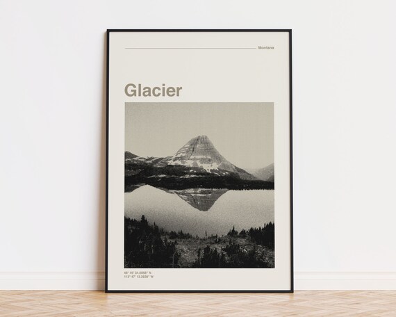 Glacier National Park Montana Mountain Lake Reflection Photo Poster