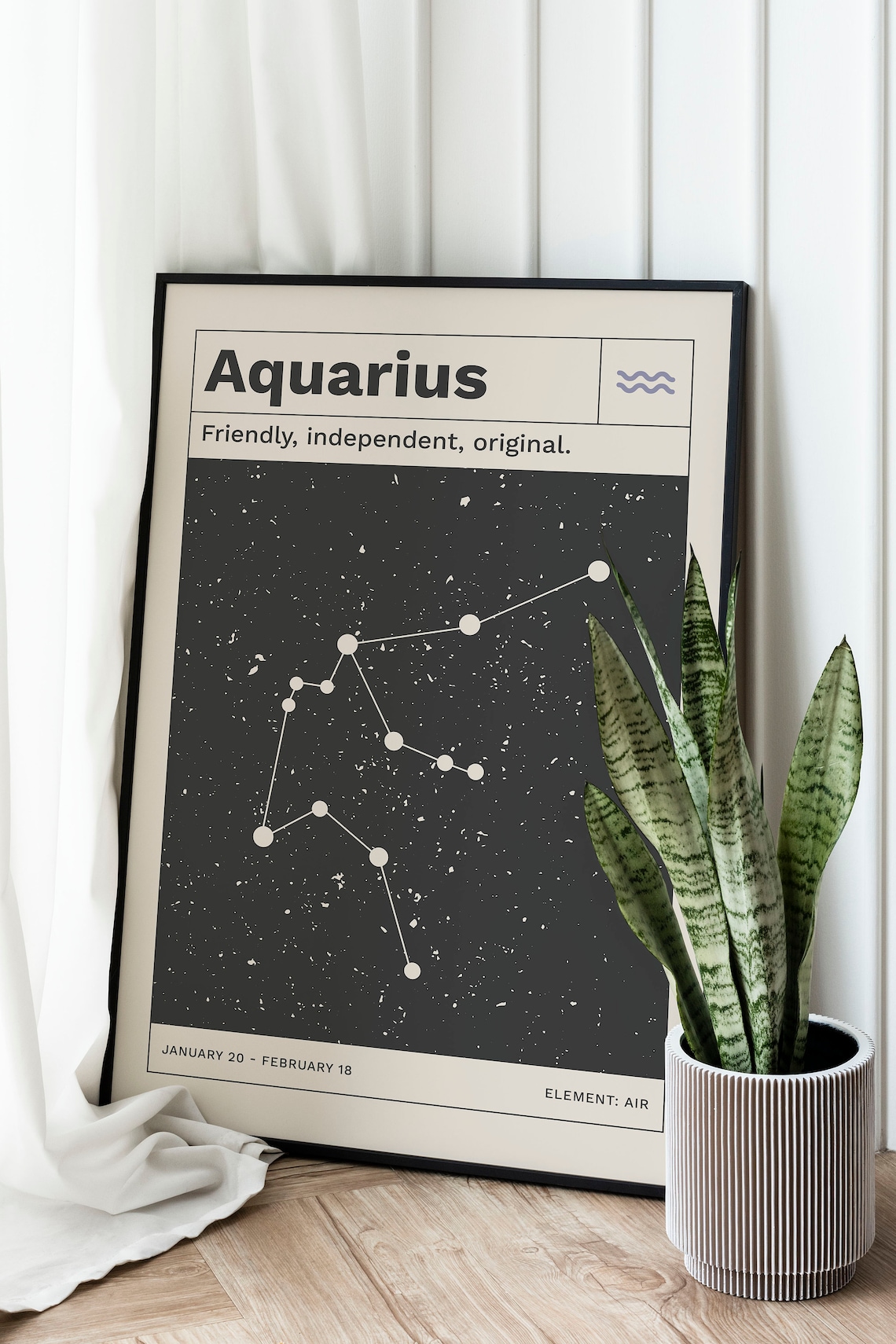 Aquarius Horoscope Retro Zodiac Art Print - Image 2
