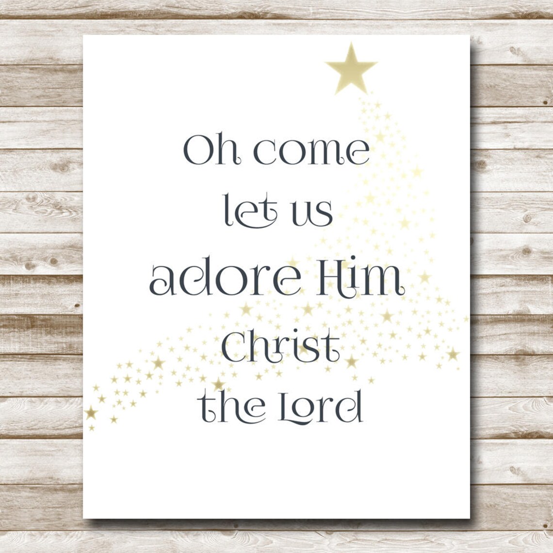Oh Come Let Us Adore Him Christ the Lord Gold Star Christmas Poster - Image 4