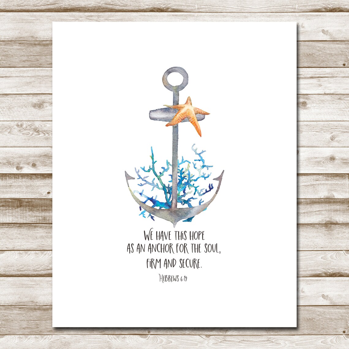 Hebrews 6:19 Hope Anchor, Nautical Scripture Art Print - Image 4