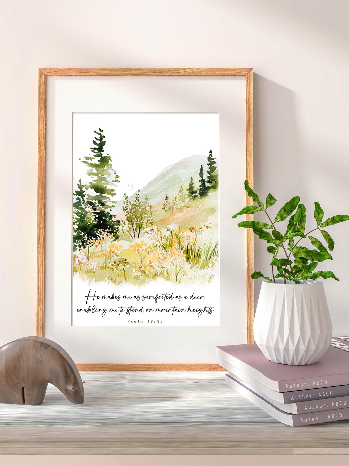 Surefooted As A Deer Mountain Meadow Psalm 18 33 Watercolor Poster - Image 5