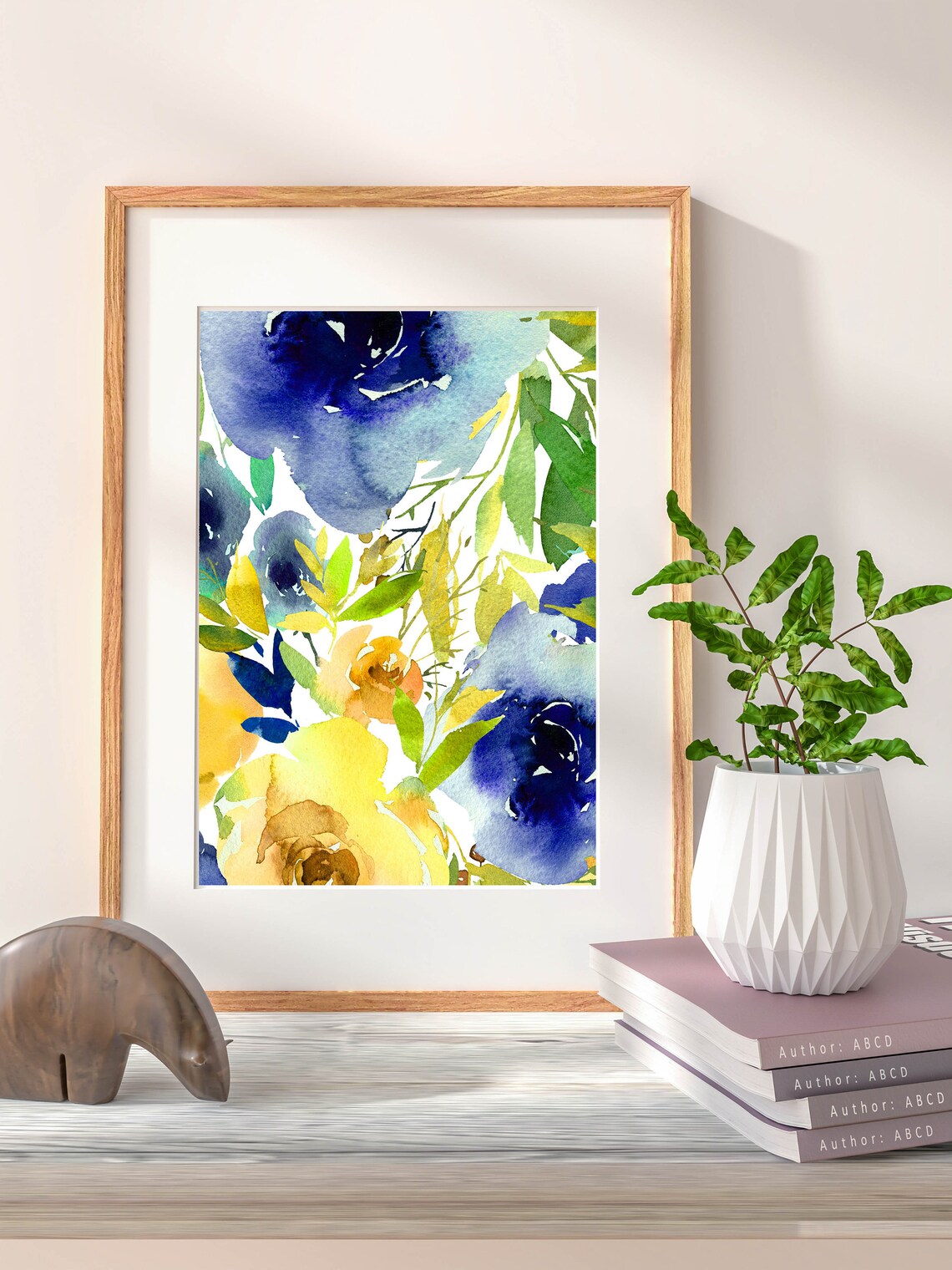 Blue And Yellow Flower Collage Art Print - Image 2