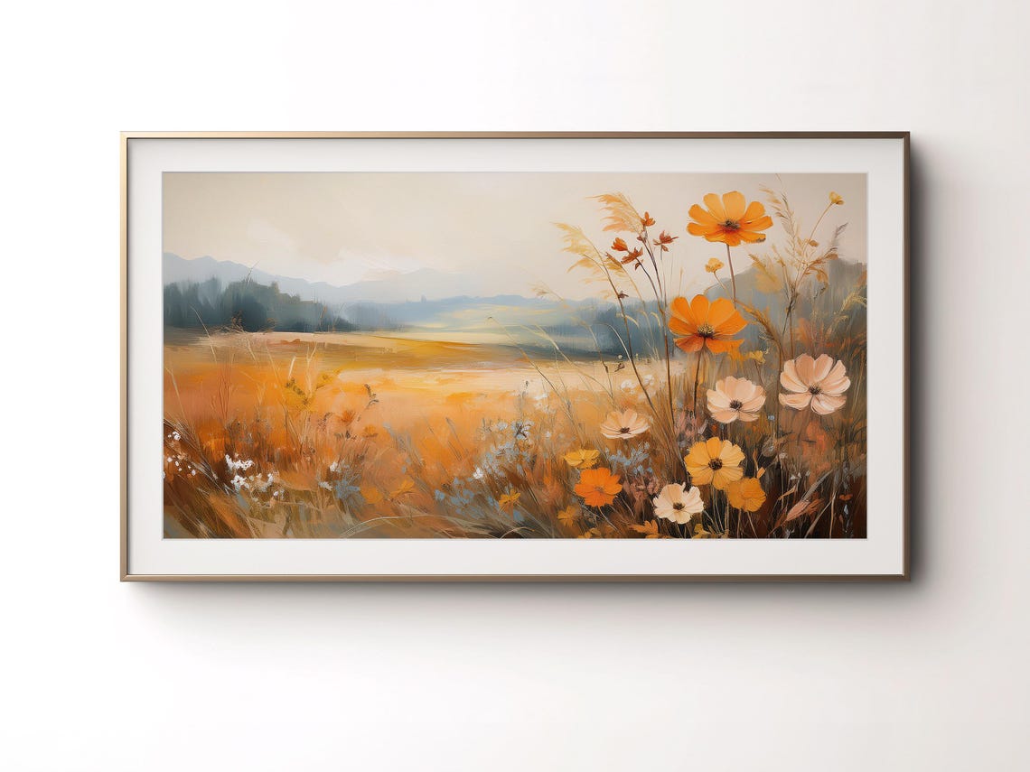 Wildflower Meadow Landscape Art Print - Image 3