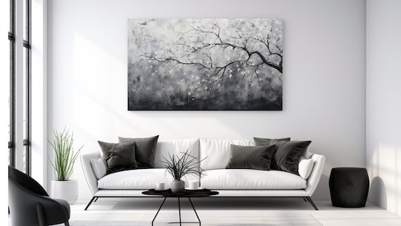 Silver Tree Painting Aesthetic Luxury Design Print Home Decor Wall Art Gift Room Decor Ready To Hang