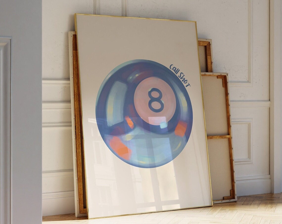 Vintage Pool Ball Print, Retro Hand-Drawn Poster - Image 3