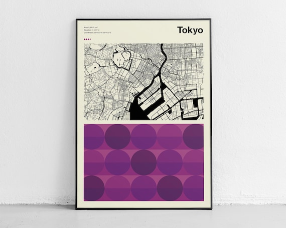 Tokyo City Street Map Modern Minimalist Japanese Capital Art Poster
