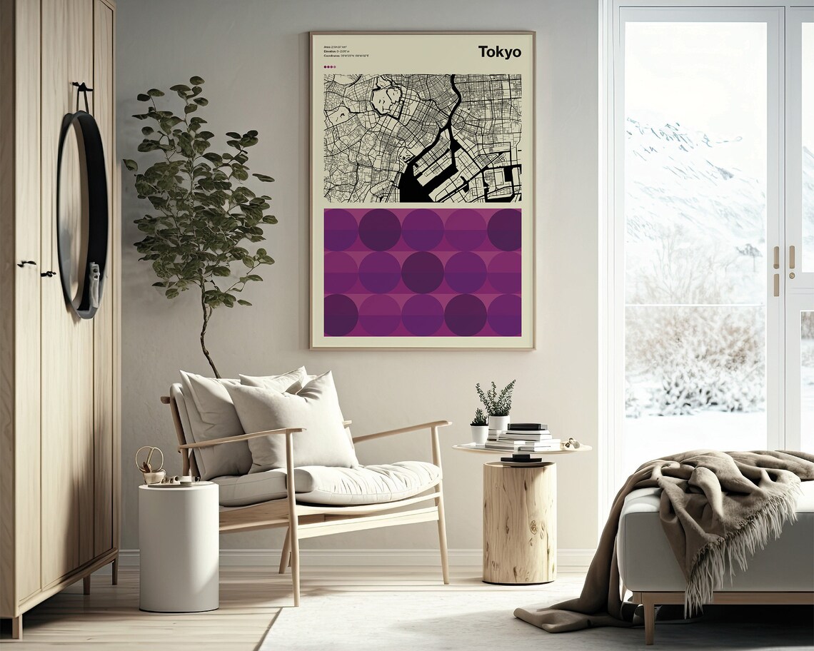 Tokyo City Street Map Modern Minimalist Japanese Capital Art Poster - Image 2
