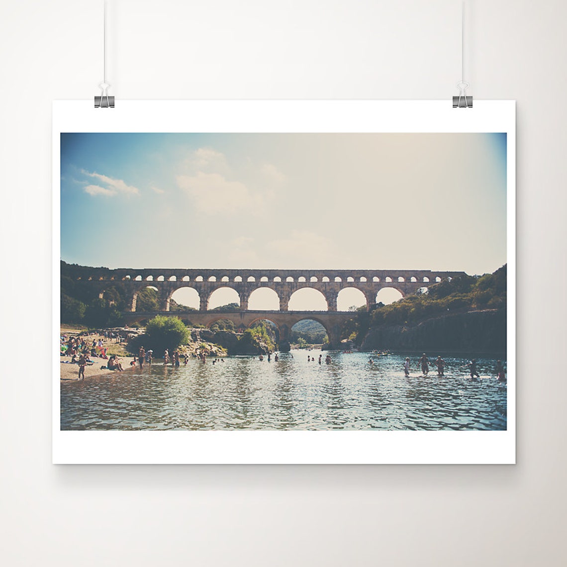 Pont du Gard Provence Roman Aqueduct Summer River Photo Poster