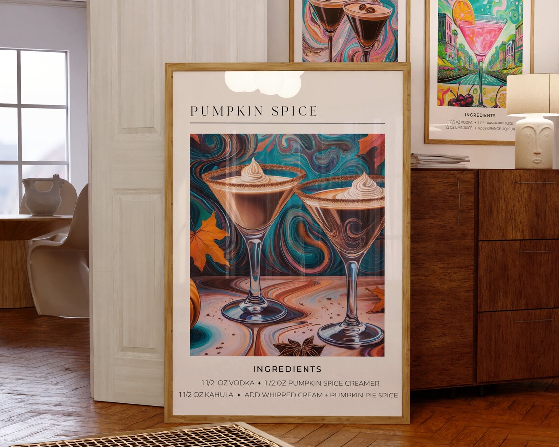 Pumpkin Spice Cocktail, Autumn Trendy Poster - Image 3