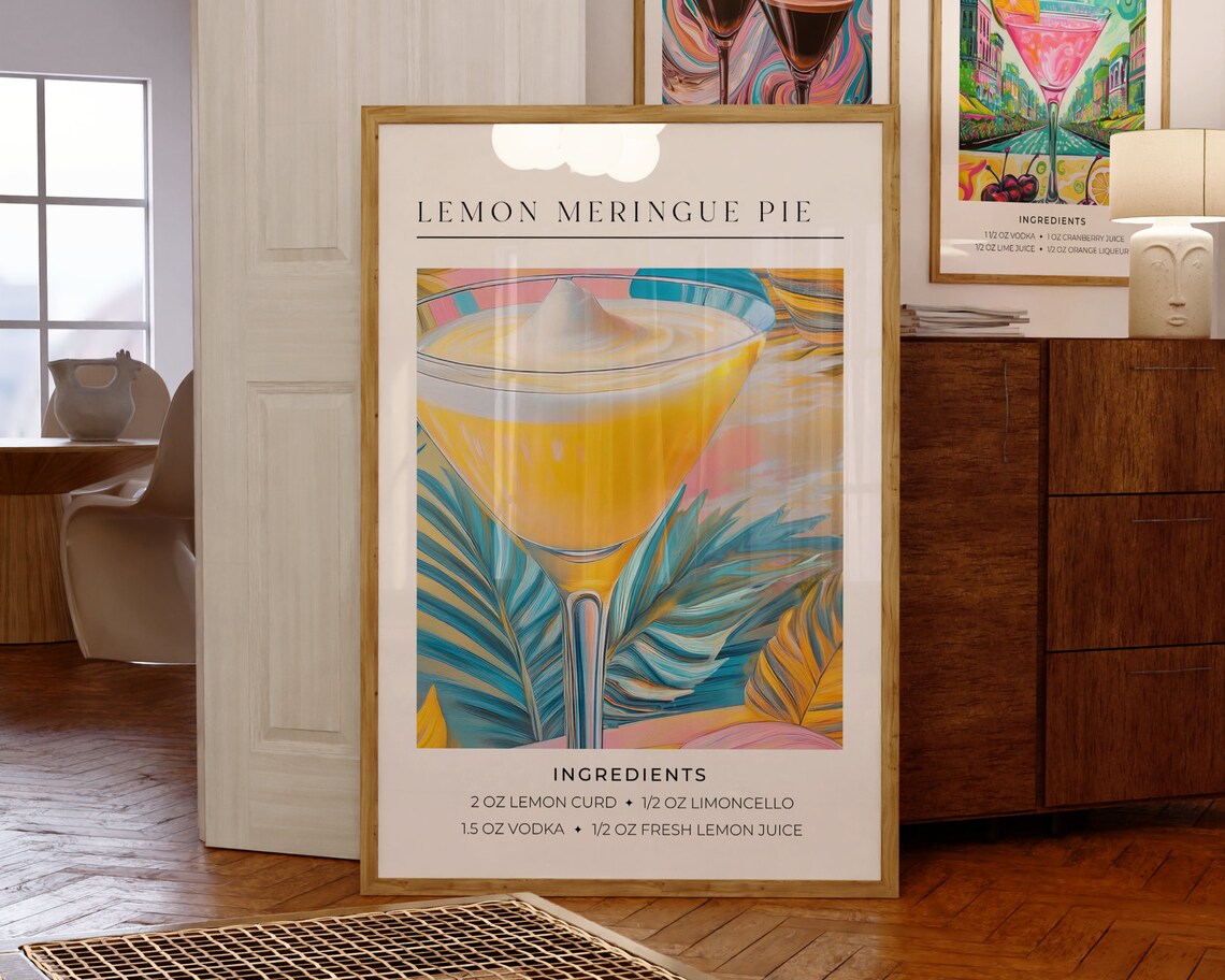 Lemon Meringue Cocktail, Retro Maximalist Poster - Image 3