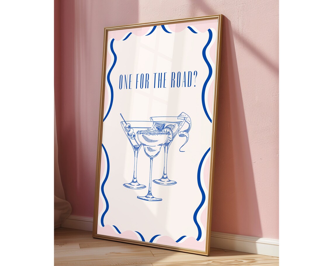 One For The Road Cocktail Print, Retro Maximalist