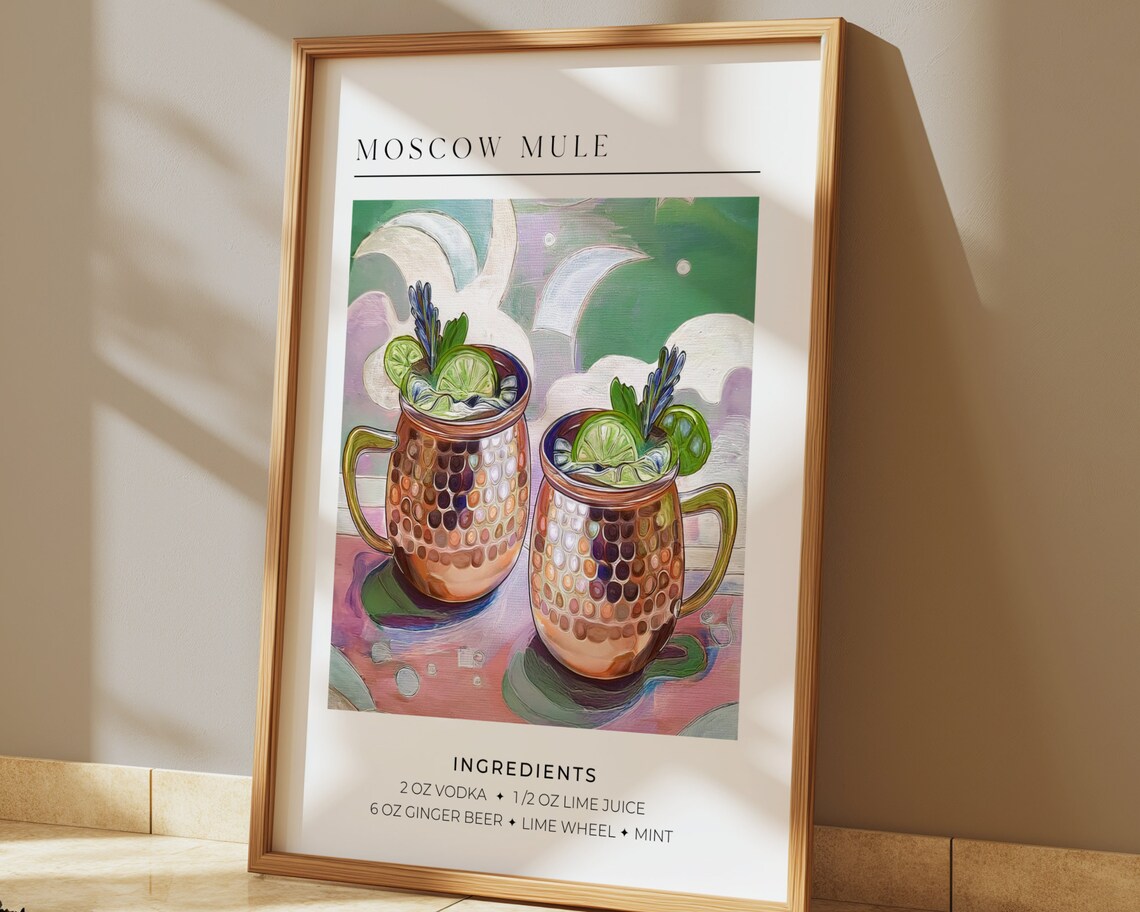 Moscow Mule Trendy Cocktail Poster, Retro Maximalist Decor - Image 3