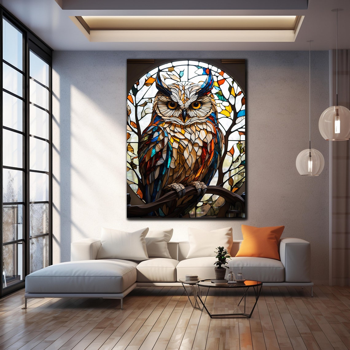Colorful Owl Glass Wall Art Tempered Glass Art Decor Wall Art Decor Cute Owl Glass Art Glass Printing Wall Art Owl Glass Painting - Image 4