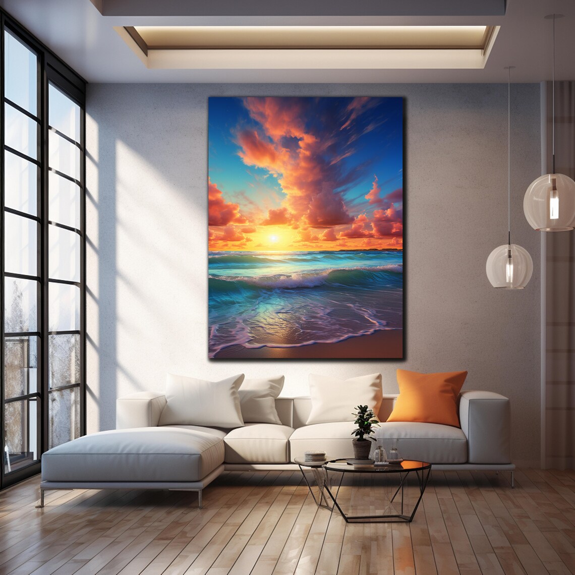 Tropical Ocean Sunset Turquoise Waves Pink Clouds Beach Travel Poster - Image 4