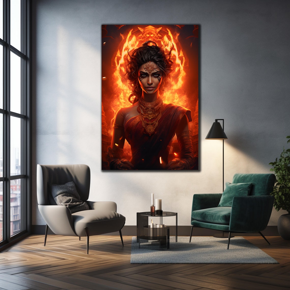 Fire Goddess Shakti Divine Feminine Flames Indian Mythology Art Poster - Image 2