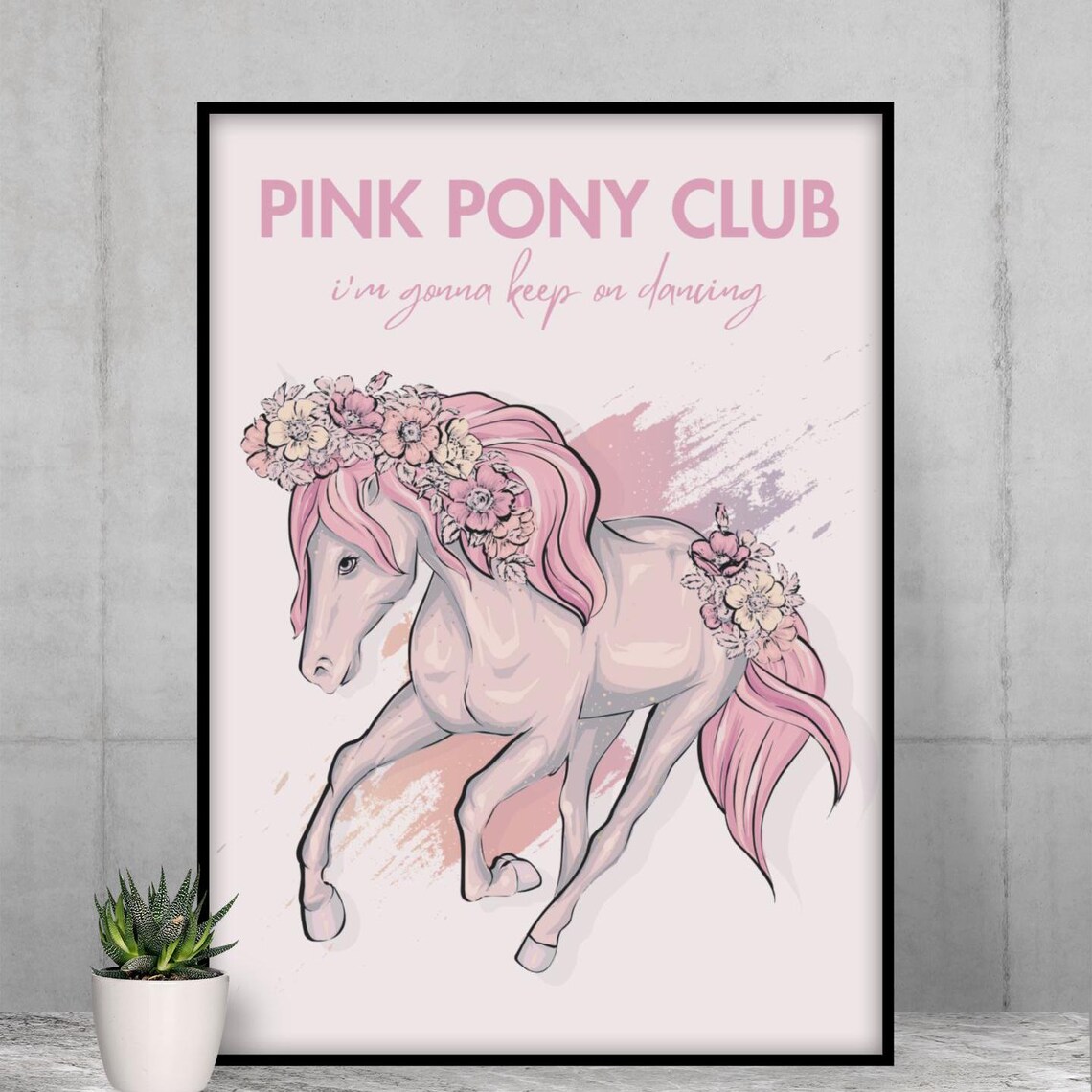 Pink Pony Club Lyric Pony Floral Pink Aesthetic Music Wall Poster