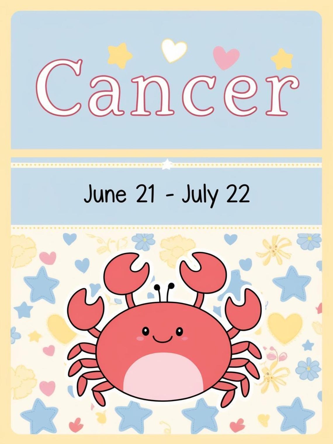 Cancer Zodiac Nursery Print Cute Crab Baby Room Star Sign Decor - Image 3