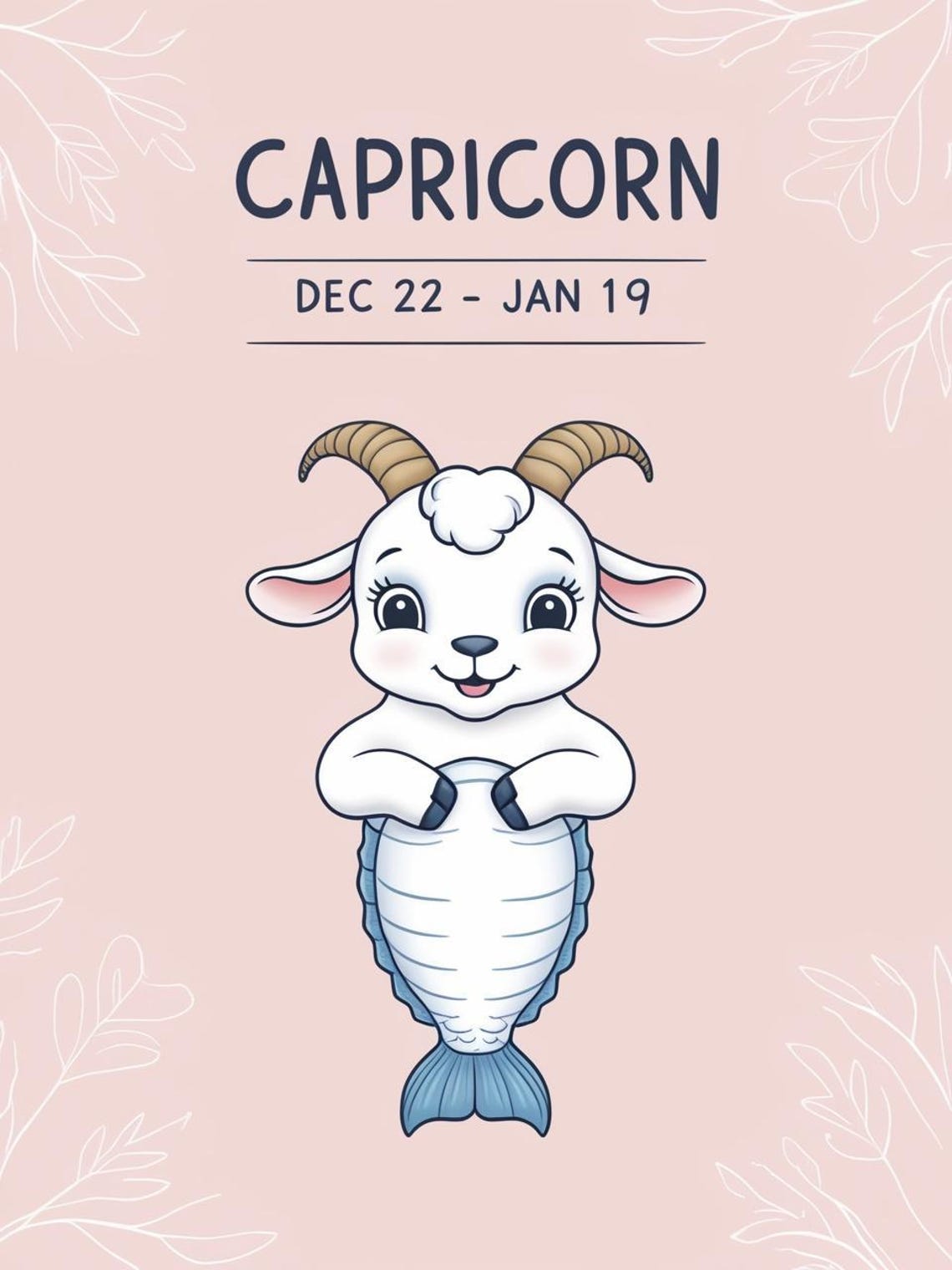 Capricorn Zodiac Nursery Print Sea Goat Blush Pink Baby Room Decor - Image 2