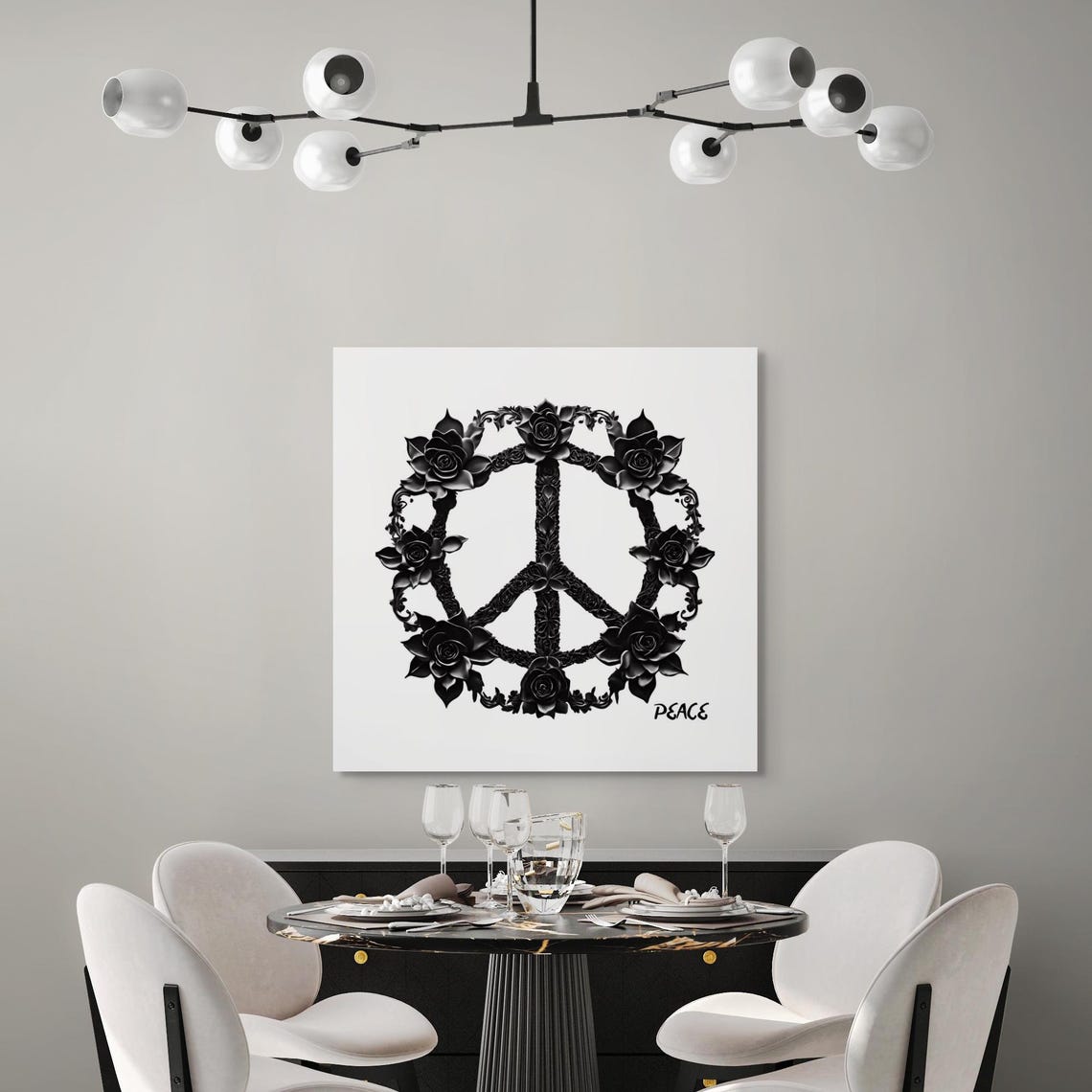 Peace Symbol Rose Design Poster - Image 2