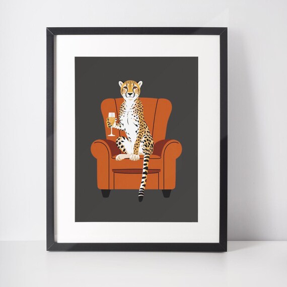 Cheetah Happy Hour Wall Art Print