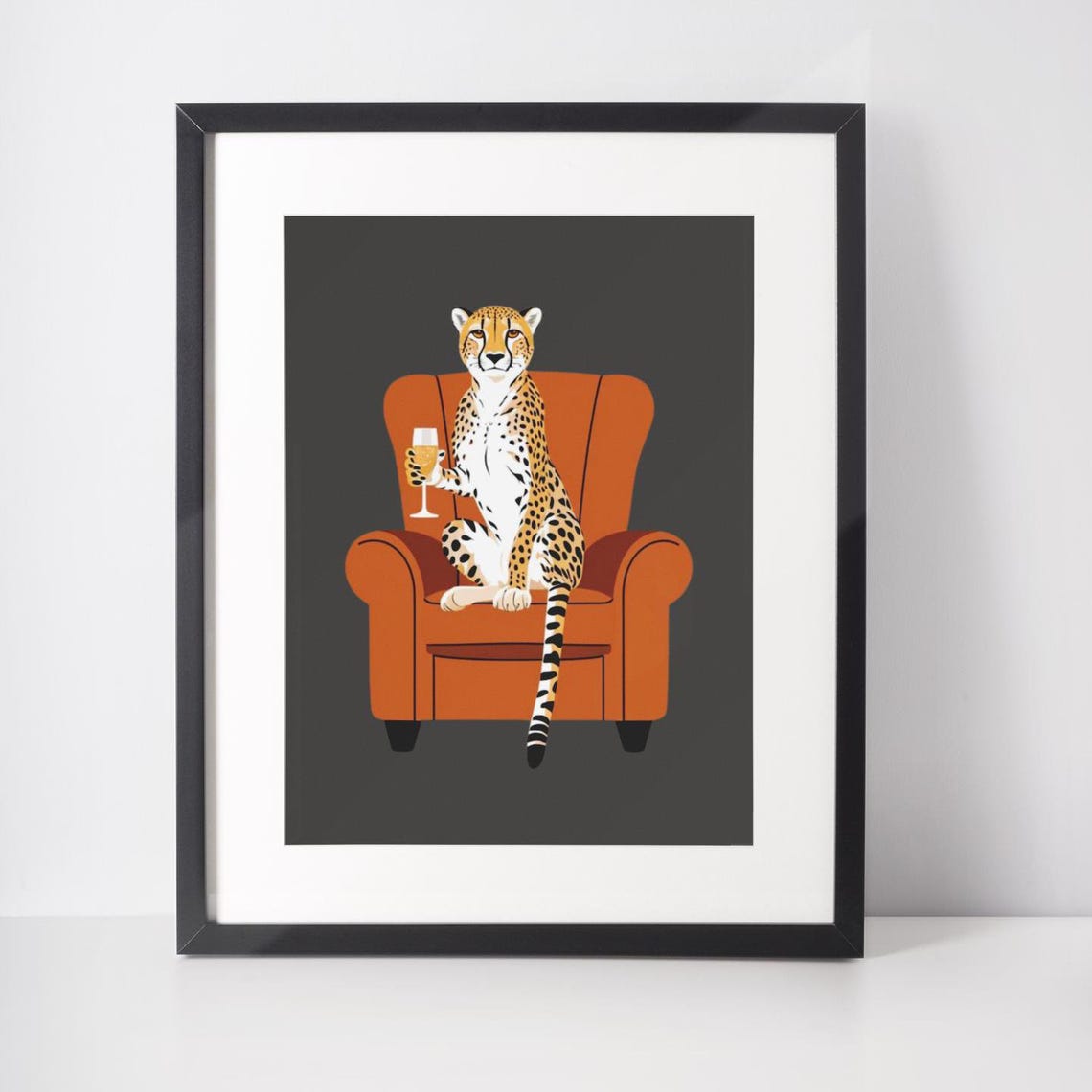 Cheetah Happy Hour Wall Art Print
