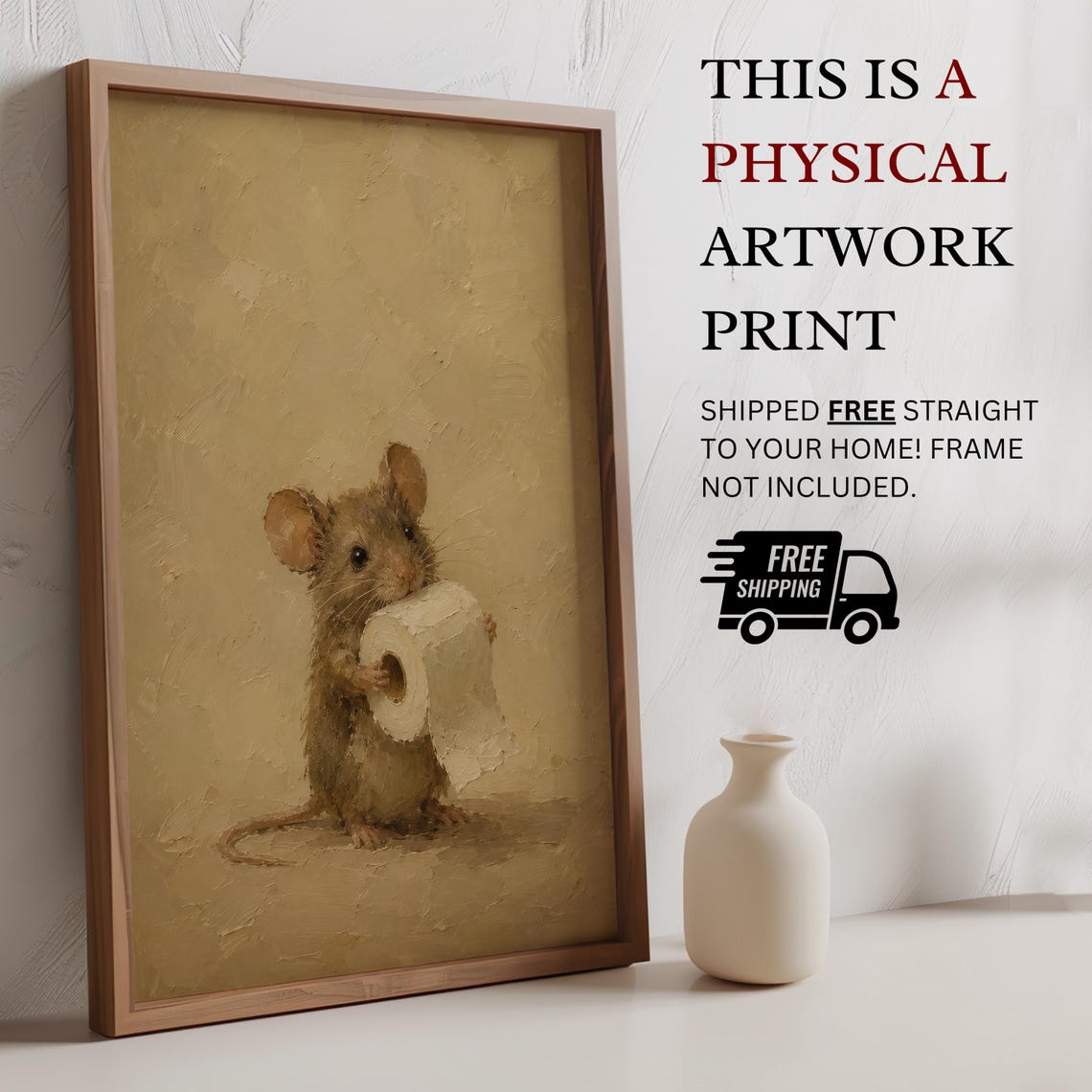Mouse And Toilet Paper Wall Art Funny Bathroom Print Farmhouse Powder Room Decor Whimsical Artwork Guest Bath Gift - Image 5