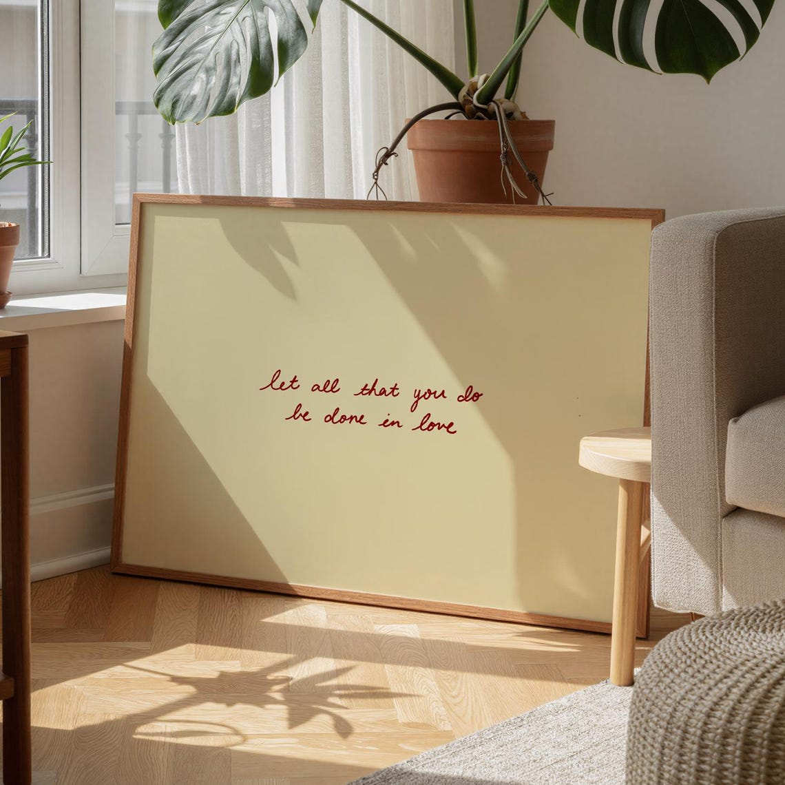 Love Scripture Typography Print Handdrawn Christian Wall Art