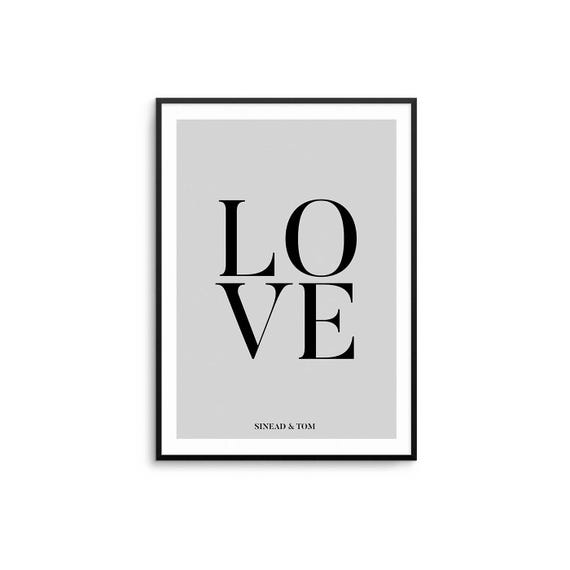 Love Personalised Print Prints Living Room Bedroom Wall Art Home Decor Posters Wedding Gift