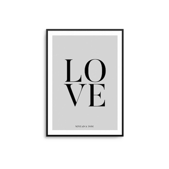 Love Personalized Minimalist Serif Typography Wedding Gift Poster
