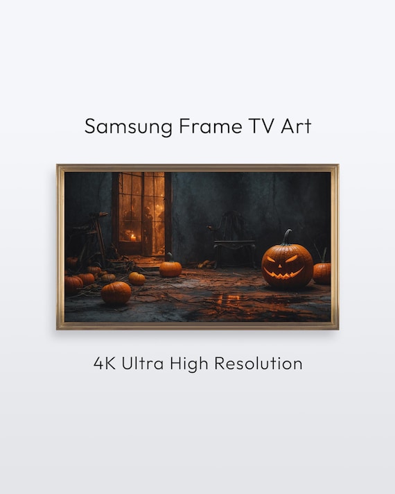Spooky Pumpkin Halloween Samsung Frame TV Wall Art | Jackolantern Dark Room