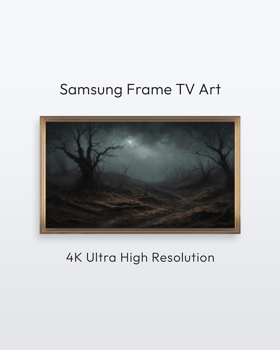 Gothic Forest Night Samsung Frame TV Art | Moody Moonlit Trees Wall Art