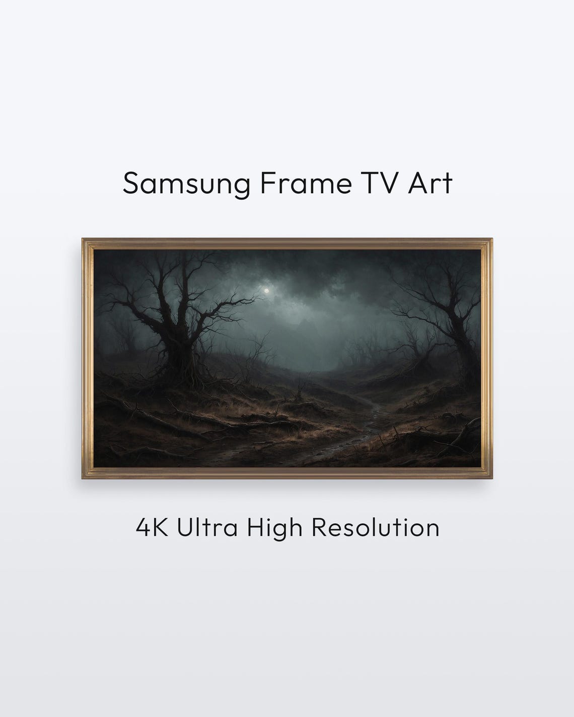 Samsung Frame Tv Art Moody Forest Night Gothic Landscape Decor 4k Print