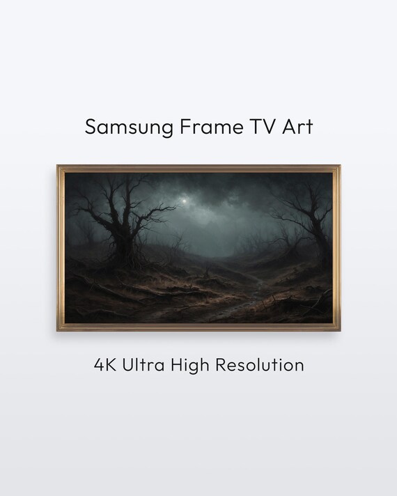 Samsung Frame Tv Art Moody Forest Night Gothic Landscape Decor 4k Print